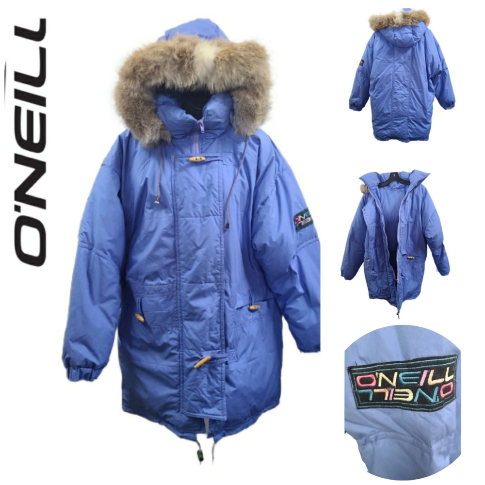 O'NEILL FUR HOOD BLUE PUFFER COAT SIZE S - Picture 4 of 5